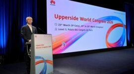 John Cai, President of Router Domain, Huawei Data Communication Product Line, delivering a speech
